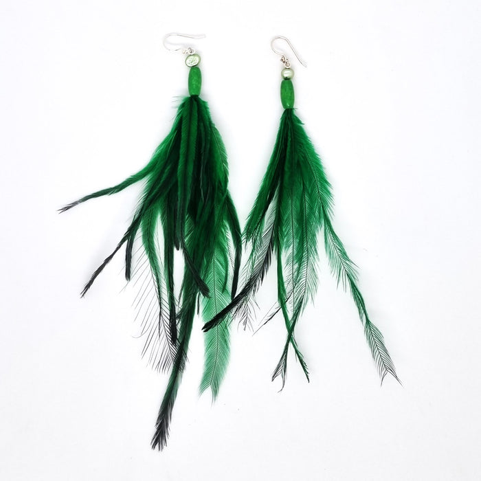 Emu Feather Earrings - Colourful (Assorted bright Variations)